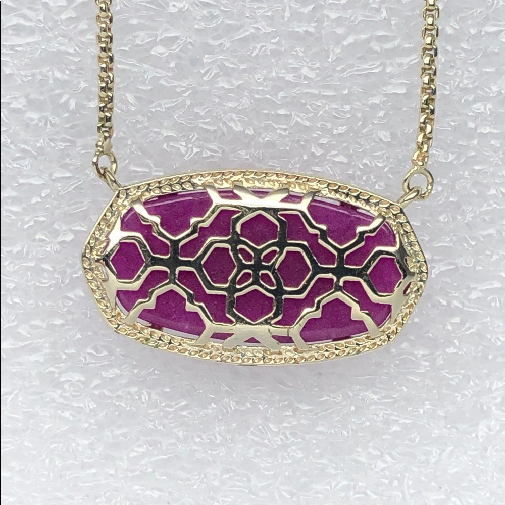 Kendra Scott Necklace Gold Delaney in Purple Jade Bolero Adjustable Chain - Picture 3 of 14